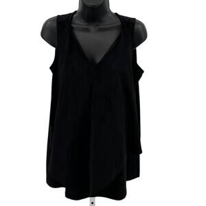 DG2 Diane Gilman Top WMNS L Pullover V-Neck Black Sleeveless Layered Stretchy